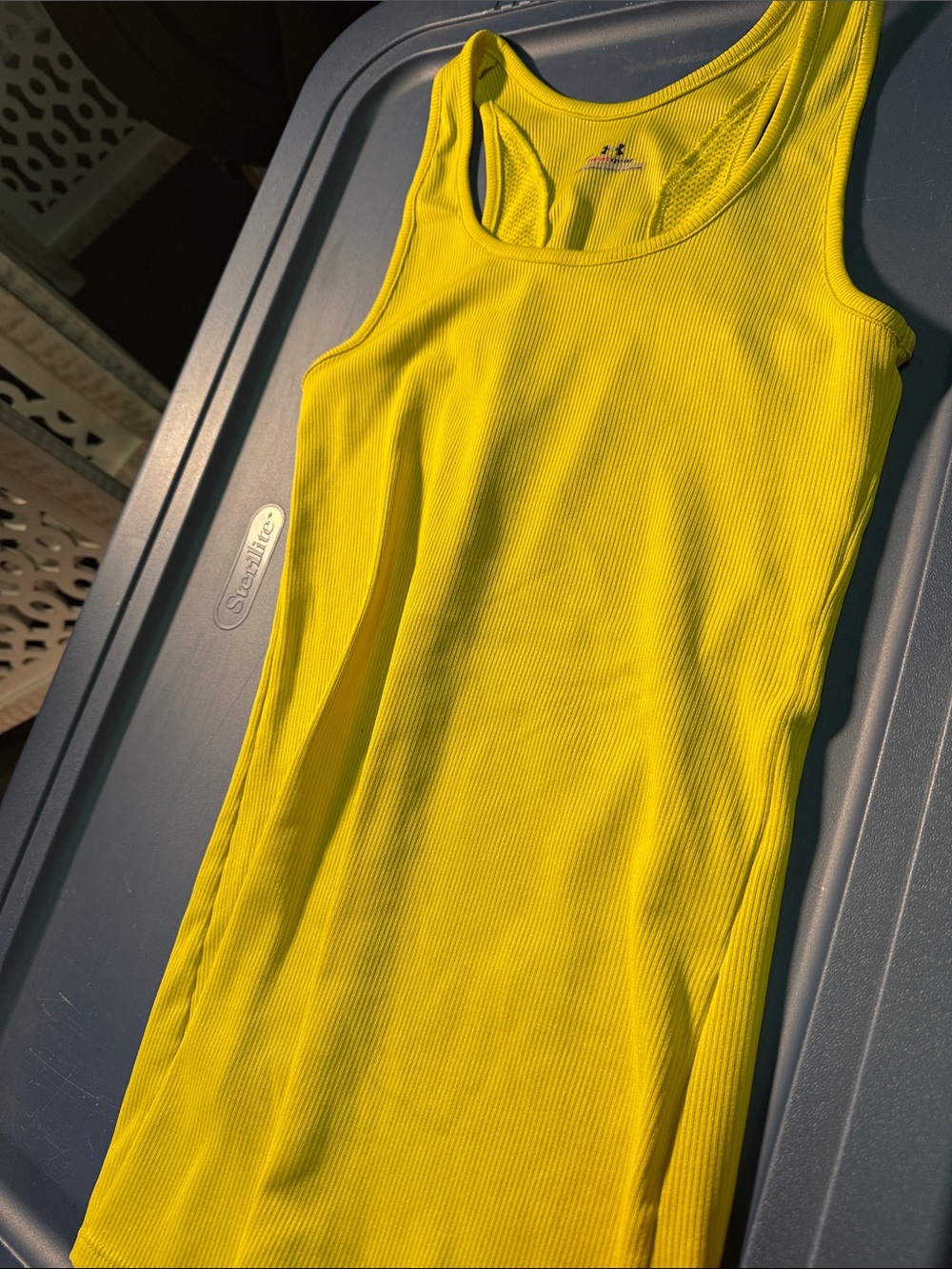 Under Armour Neon Yellow Ribbed Racerback Tank Top